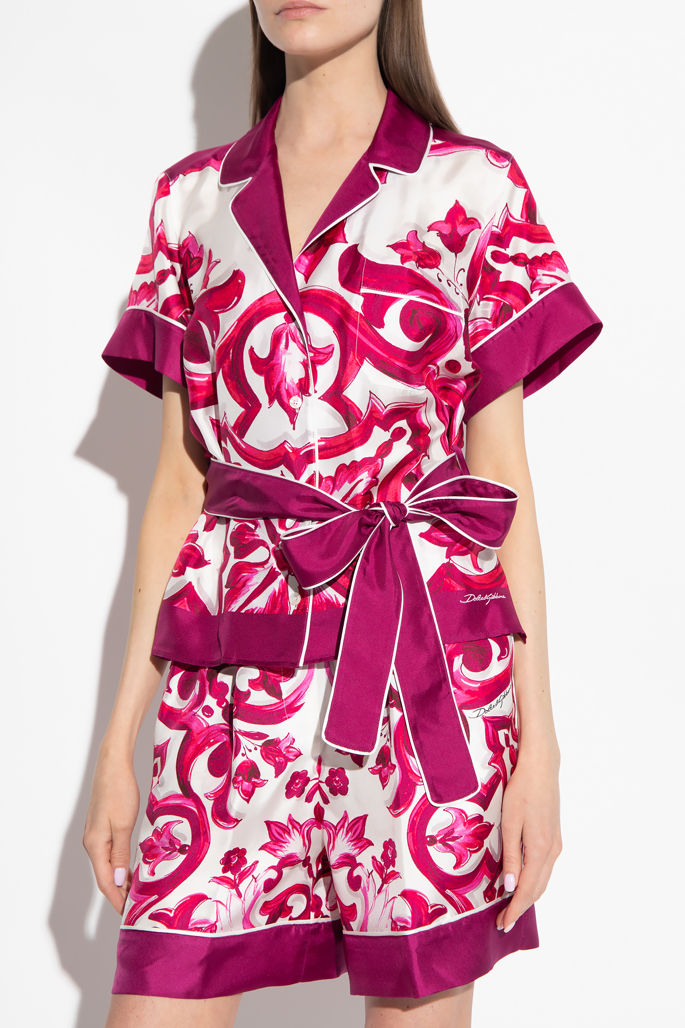 DOLCE&GABBANA シルク 100% シフォン フリル 花柄 ピンク系 Pink Silk shirt Dolce & Gabbana - Vitkac AS